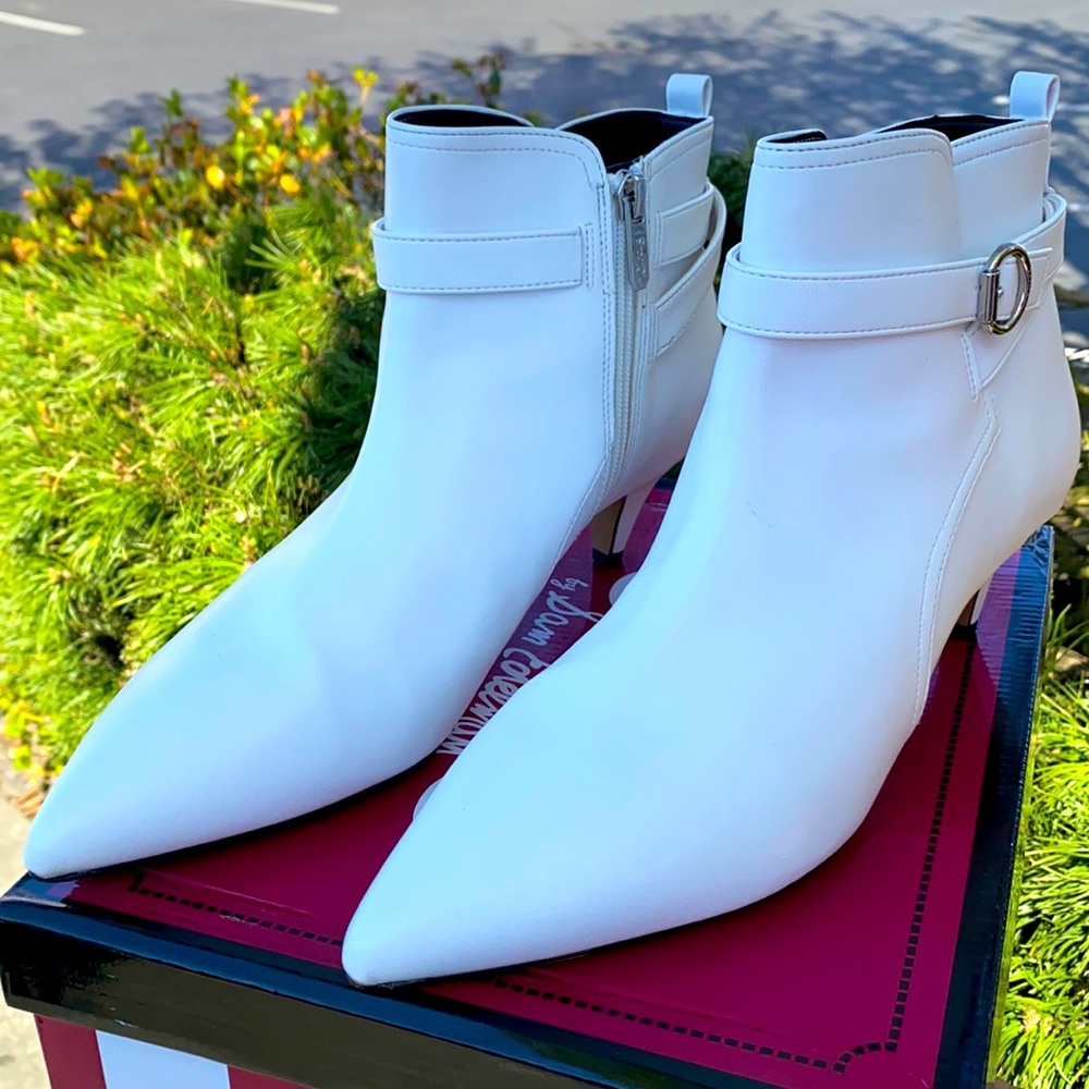 White ankle booties